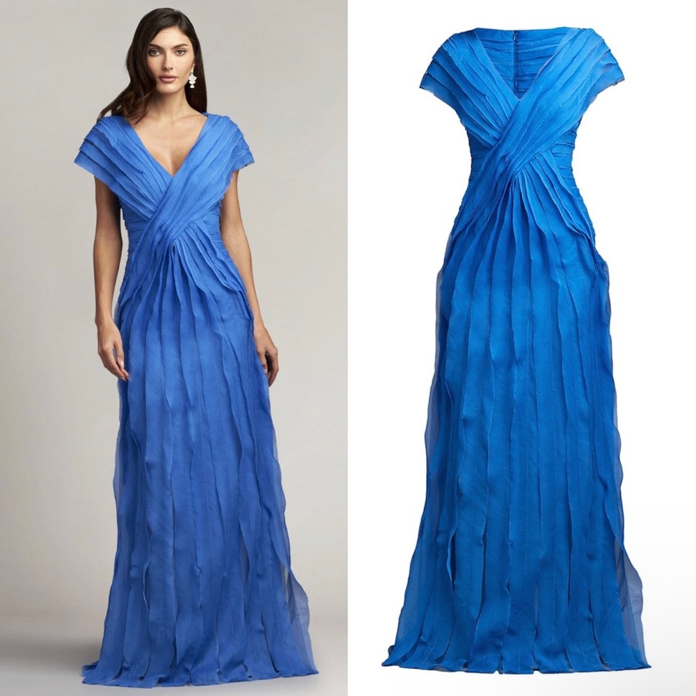 NWOT Tadashi Shoji $588 Crinkled Surplice A-Line Gown Size 8 New